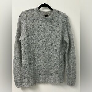 Magaschoni Gray Textured Crewneck Sweater Mohair blend NWT Medium